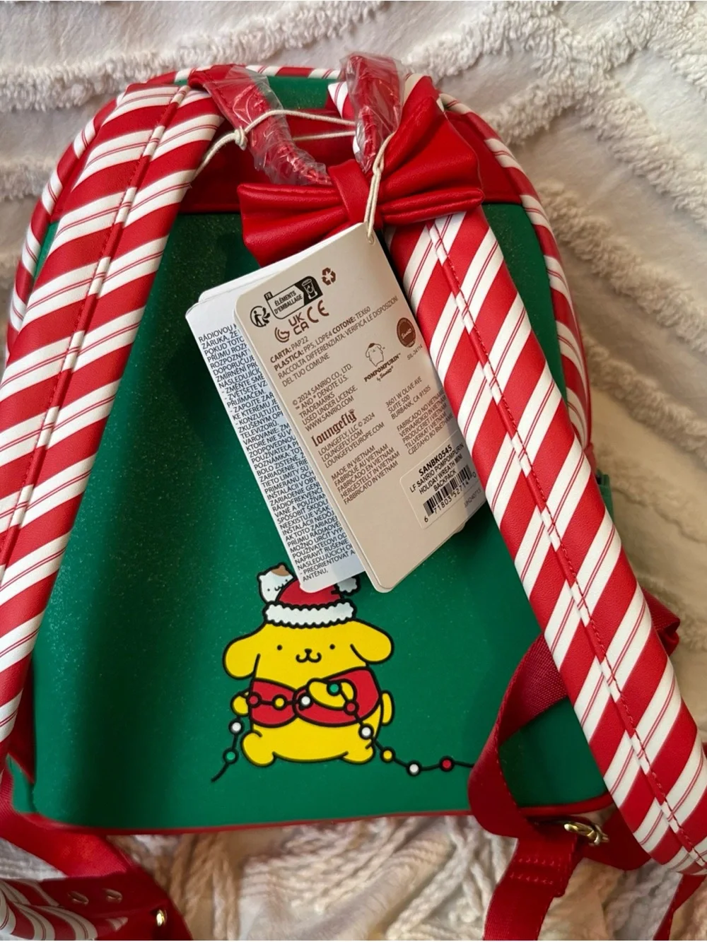 Loungefly Sanrio Exclusive Pompompurin Santa Hat Light Up Mini Backpack NWT